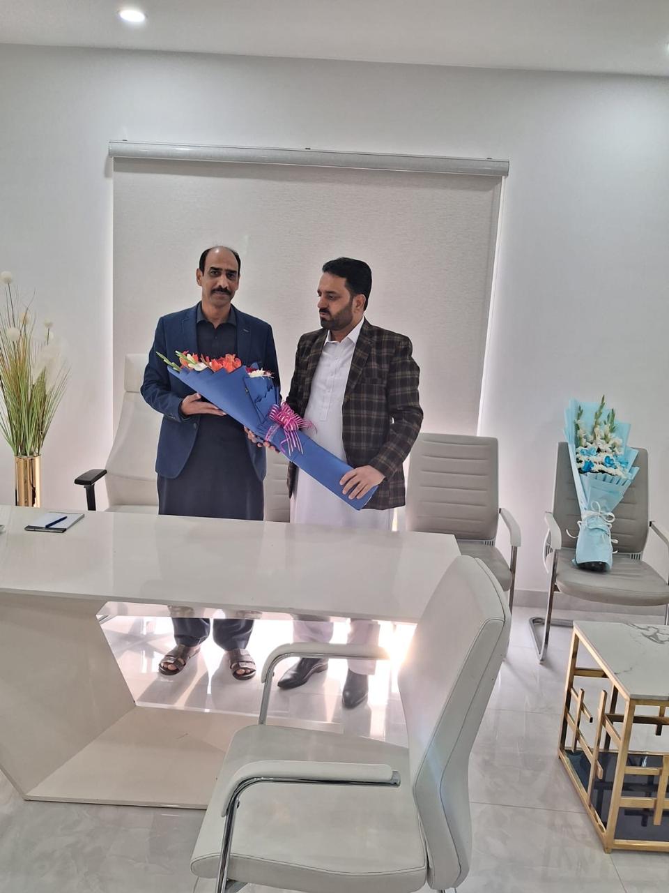Well-wishers visiting the new office